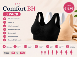 BH zonder Beugel met Vulling Dames Comfort BH Naadloos Microfiber 3 Stuks Zwart Wit Huid M tot 9XL