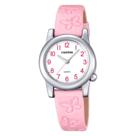 Calypso Meisjeshorloge Vlindertjes 29mm Roze