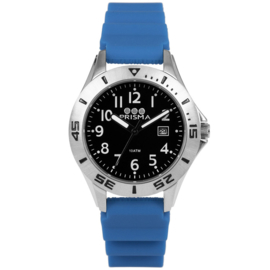 Prisma Pro Diver RVS Duikhorloge 100m Datum Blauw/Zwart