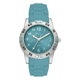 Garonne Rubberen Schakelband Blauwgroen Kinderhorloge 29 mm