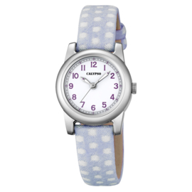 Calypso Meisjeshorloge Polkadot 26mm Lichtblauw