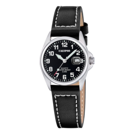 Calypso Klassiek Kinderhorloge met Datum en Lederen Band - Zwart - 29mm