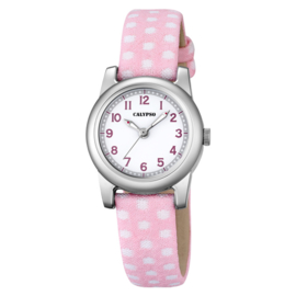 Calypso Meisjeshorloge Polkadot 26mm Roze