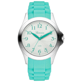 Garonne Meidenhorloge Rubberen Schakelband Mint Groen 33 mm