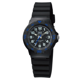 Q&Q Waterdicht Kinderhorloge Zwart Blauw 32mm