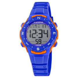 Calypso Digitaal Kinderhorloge Stopwatch 10ATM 35mm Blauw/Oranje