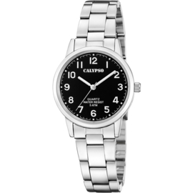 Calypso Klassiek Kinderhorloge met Stalen Horlogeband 5ATM - Zwart - 32mm