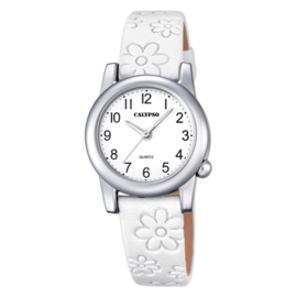 Calypso Meisjeshorloge Bloem 29mm Wit