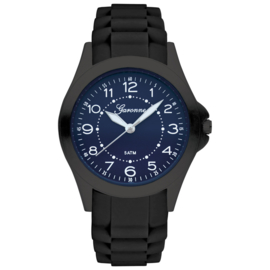 Garonne Jongenshorloge Rubberen Schakelband Blauw/Zwart 33 mm