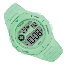 Lorus Digitaal Horloge Alarm Chronograaf 10ATM 36mm Lichtgroen