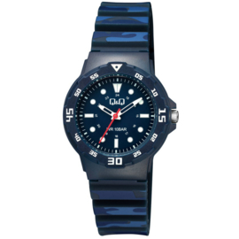 Q&Q Waterdicht Kinderhorloge Camo Marineblauw 32mm