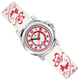 Certus Meisjeshorloge Vlinders Klokkijkhulp 26mm Rood