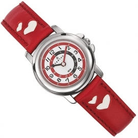 Certus Meisjeshorloge Hartjes Klokkijkhulp 26mm Rood