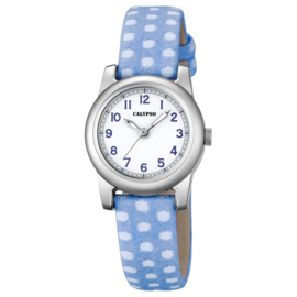 Calypso Meisjeshorloge Polkadot 26mm Blauw