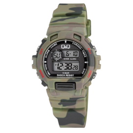 Q&Q Digitaal 5 Alarmen Horloge 10 ATM Camouflage Green