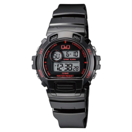 Q&Q Digitaal 5 Alarmen Horloge 10 ATM Zwart Rood
