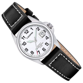 Calypso Klassiek Kinderhorloge met Datum en Lederen Band - Wit - 29mm