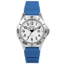 Prisma Pro Diver RVS Duikhorloge 100m Datum Blauw/Wit