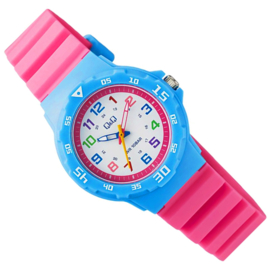 Q&Q Waterdicht Kinderhorloge Azuur Roze 32mm