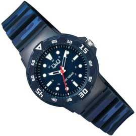 Q&Q Waterdicht Kinderhorloge Camo Marineblauw 32mm