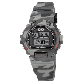 Q&Q Digitaal 5 Alarmen Horloge 10 ATM Camouflage Grey