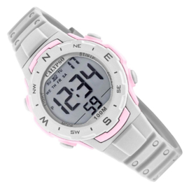 Calypso Digitaal Kinderhorloge Stopwatch 10ATM 35mm Grijs/Roze