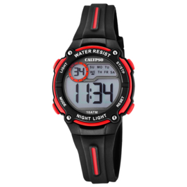 Calypso Digitaal Chrono-Alarm Kinderhorloge 33mm Zwart Rood