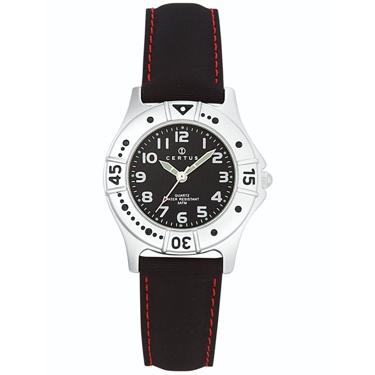 Certus Sportief Kinderhorloge 30mm Zwart - Rood Stiksel | Certus Jr.  Kinderhorloges | Kinderhorloges.nl