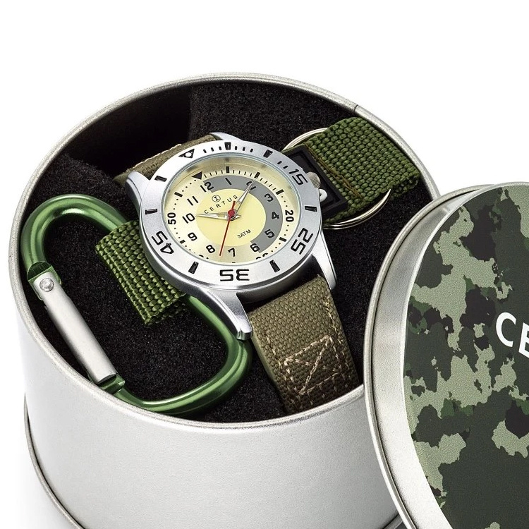 Certus Giftset Camouflage Horloge met Sleutelhanger 36mm Khaki | ✓ Jr. Kinderhorloges | Kinderhorloges.nl
