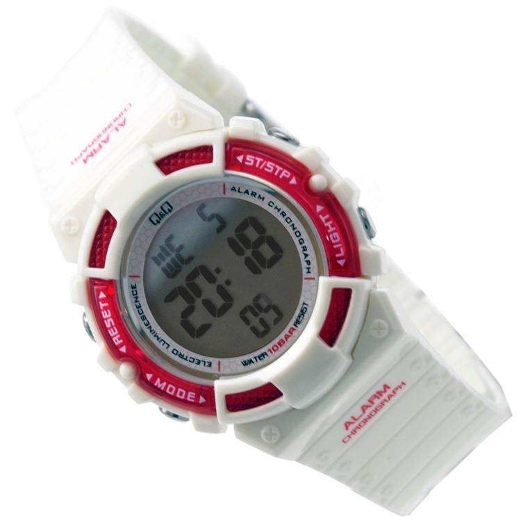 Q\u0026Q Meisjeshorloge Digitaal Alarm-Chrono 10 ATM Wit | ✓ Q\u0026Q Kinderhorloges  | Kinderhorloges.nl