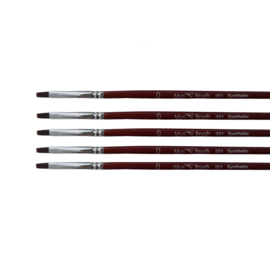 Mus-brush serie 201 Set 5x  No. 0 plat penseel- korte steel