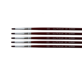 Mus-brush serie 201 Set 5x  No. 00 plat penseel- korte steel