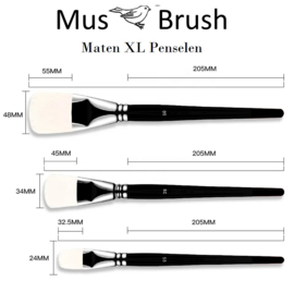 MusBrush Penseelset XL 01 ~Background brush-3 delig Synthetisch