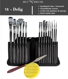 MusBrush Penseelset M40~18 delig Synthetisch in Etui