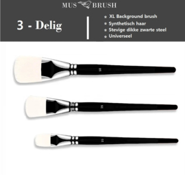 MusBrush Penseelset XL 01 ~Background brush-3 delig Synthetisch