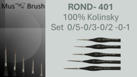 MusBrush Serie 401 round/fine Kolinsky Set 5 delig