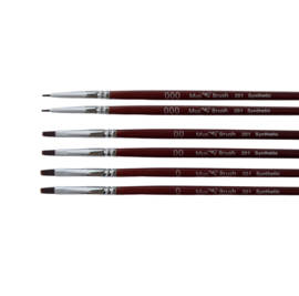 Mus-brush serie 201 Set 6-delig - plat penseel - korte steel
