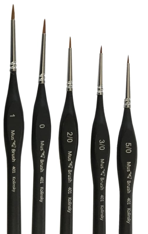 Serie 401 round/fine Kolinsky Set 5 brushes