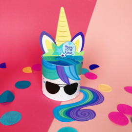 Traktatie Unicorn bakje (blauw) printable