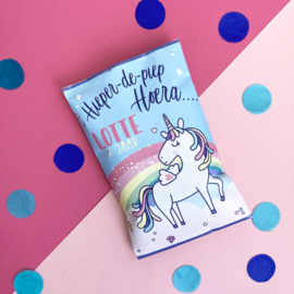 Traktatie chipszakje Regenboog Unicorn printable