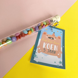 Traktatie label - party bear (printable)