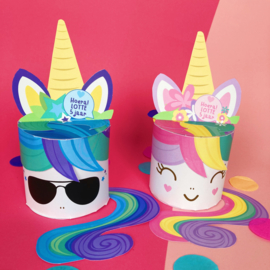 Traktatie Unicorn bakje (blauw) printable