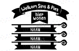 Raamsticker Welkom Sint en Piet met naam