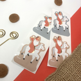 Sticker Sinterklaas op paard (4 stuks)