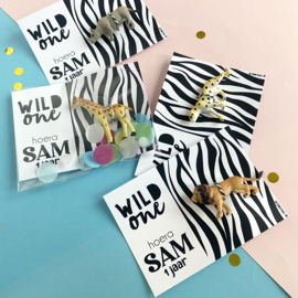 Traktatie kaart  Wild One Zebra