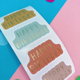 Stickers Happy Birthday - 4 kleuren