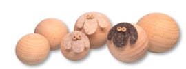 Houten bal 30mm platte onderkant