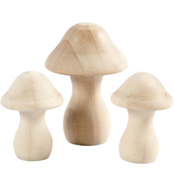 Houten paddenstoelen set van 3