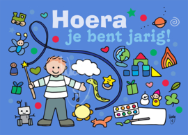 Kaart 'Hoera je bent jarig' blauw