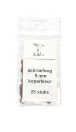 Schroefoogjes 5mm koperkleur 25st